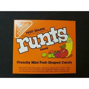 Vintage Willy Wonka Runts Fruit Shape Candy Vending Machine Sign NOS SKU 201